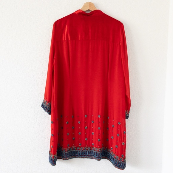 Soft Surroundings Label Noir Red Beaded Tunic Dress Size XL - Picture 10 of 13